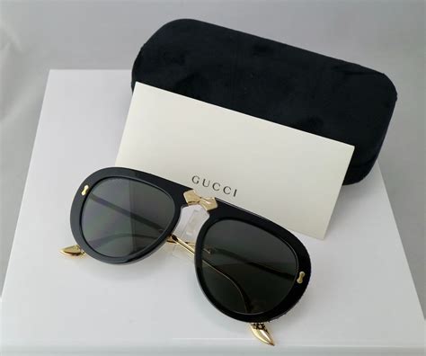 gucci leather and metal aviator sunglasses|gucci foldable aviator sunglasses.